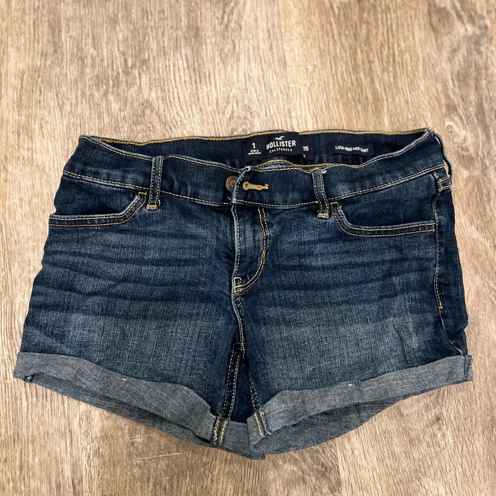 Hollister Women's Dark Blue Denim Shorts